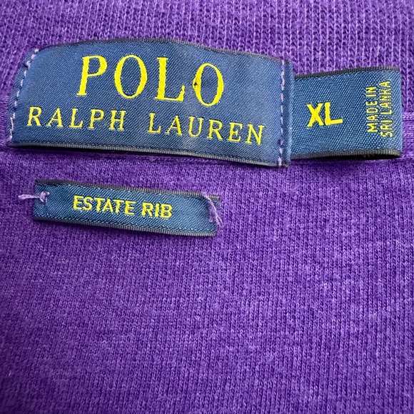 Polo Ralph Lauren Estate Rib Quarter Zip Pullover Sweatshirt Mens XL Purple - Picture 8 of 10